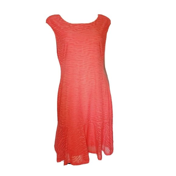 CONNECTED APPAREL Solid All Pink Textured Cap Sleeve Dress Womens Size 8 - Picture 1 of 7